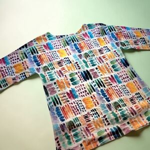Et Lois Womens Abstract Shirt 3/4 Sleeve Vibrant Colors NWOT